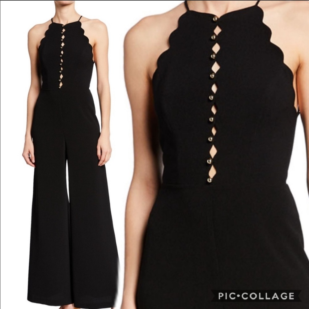 ZIMMERMAN scalloped crepe jumpsuit black sz 0